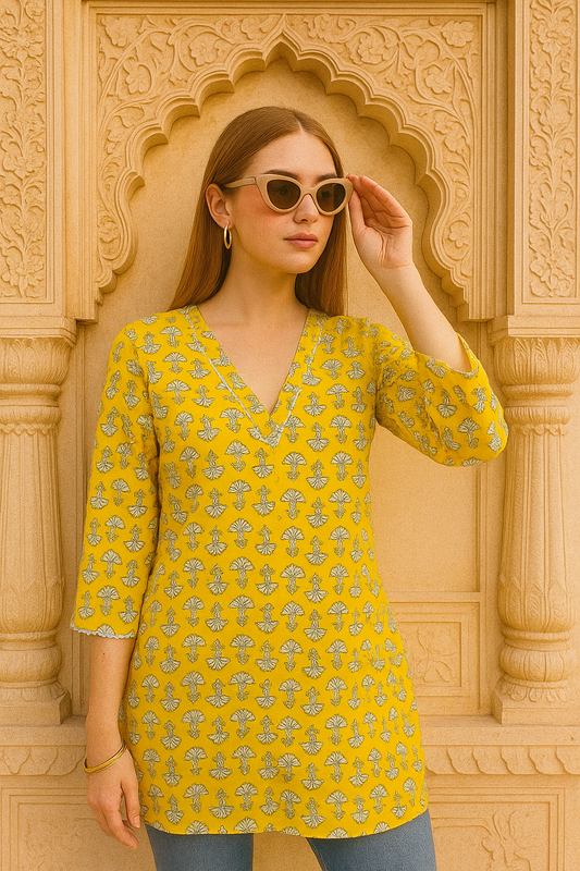 Jaipur Vibes Yellow Kurti