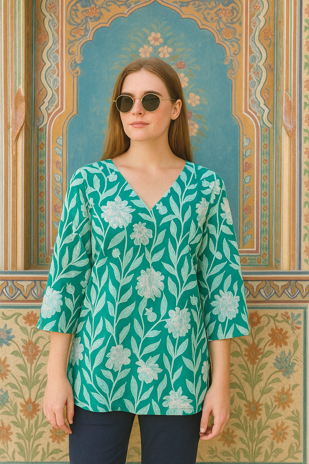 Elegant Green Floral Kurti
