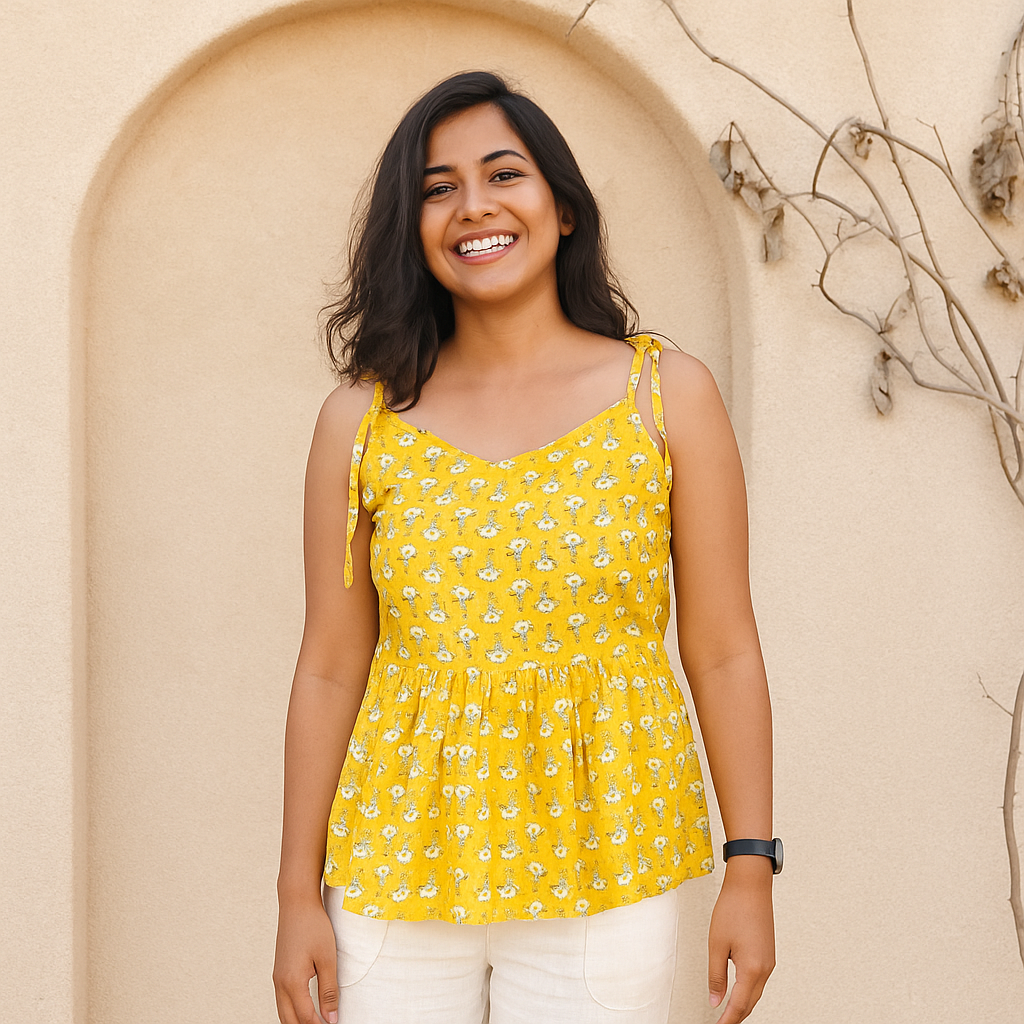 Sunny Bloom Yellow Floral Top