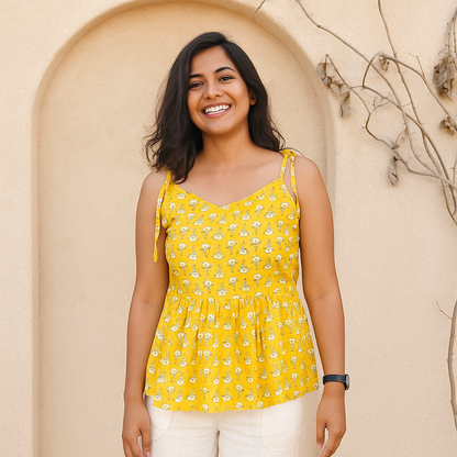 Sunny Bloom Yellow Floral Top