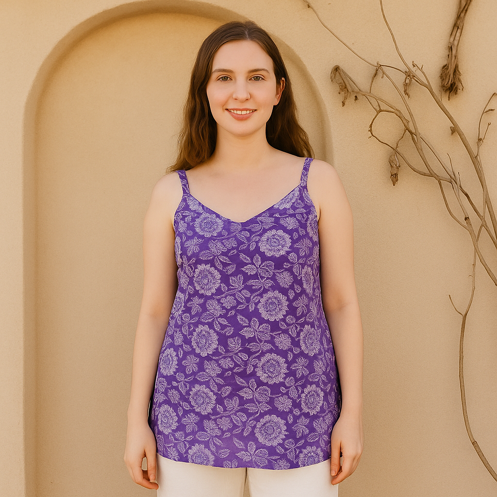 Purple Floral Cotton Camisole