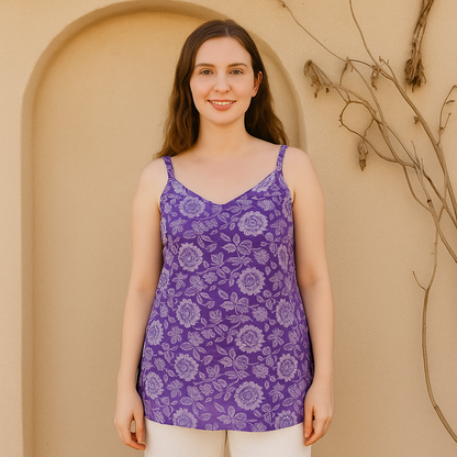 Purple Floral Cotton Camisole