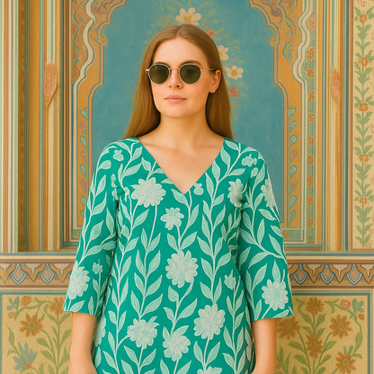 Elegant Green Floral Kurti