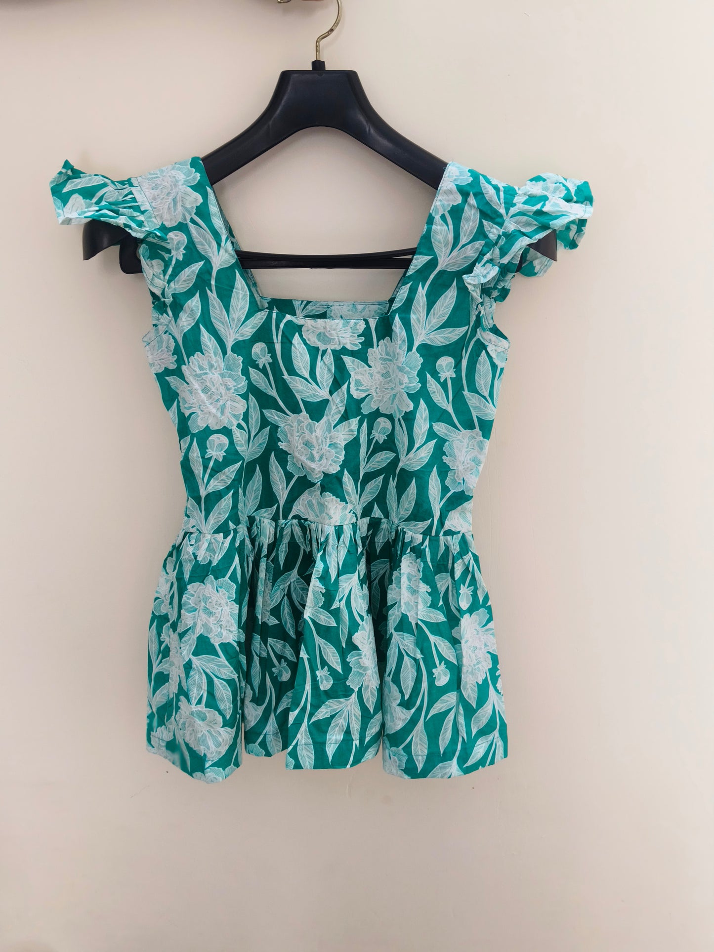 Green Floral Peplum Top