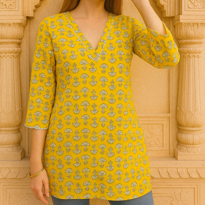 Jaipur Vibes Yellow Kurti